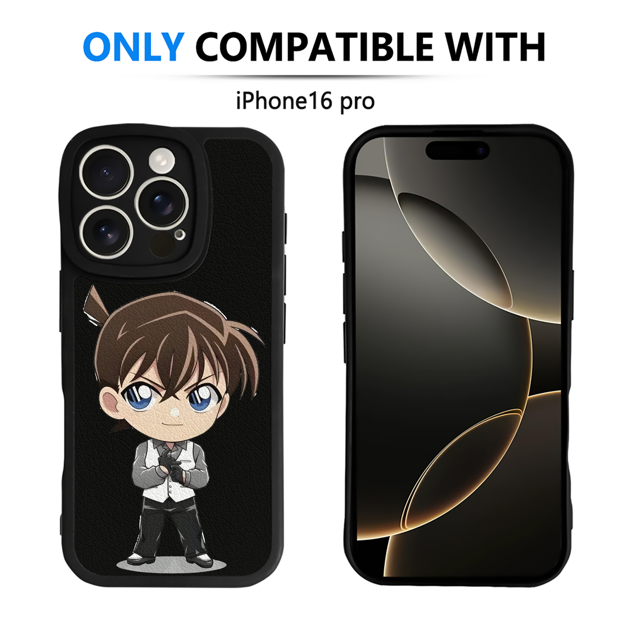 （画像用） 名探偵コナン 江戸川 コナン Detective Conan Conan Edogawa 【iPhone 16シリーズ対応】シリコンスマホケース（レザー調） 材質：シリコン